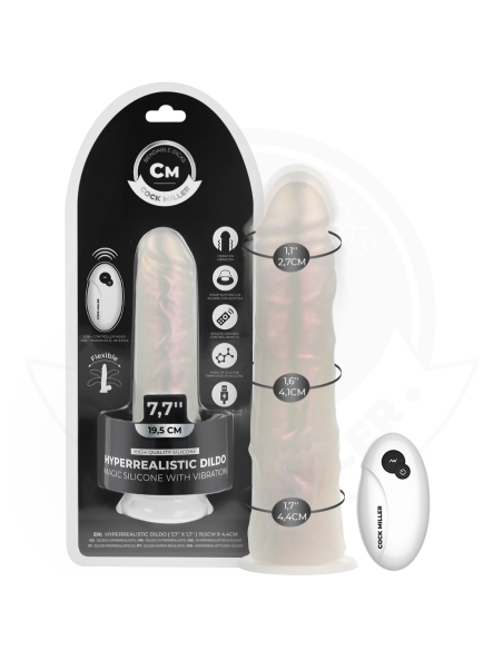 COCK MILLER - DILDO SILICONA 19,5 CM , LUCES Y VIBRACIÓN CON CONTROL REMOTO
