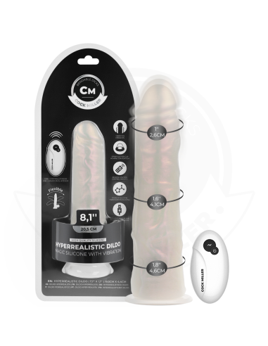 COCK MILLER - DILDO SILICONA 20,5 CM , LUCES Y VIBRACIÓN CON CONTROL REMOTO