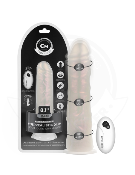 COCK MILLER - DILDO SILICONA 20,5 CM , LUCES Y VIBRACIÓN CON CONTROL REMOTO