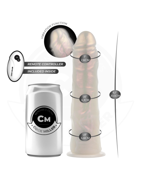COCK MILLER - DILDO SILICONA 20,5 CM , LUCES Y VIBRACIÓN CON CONTROL REMOTO