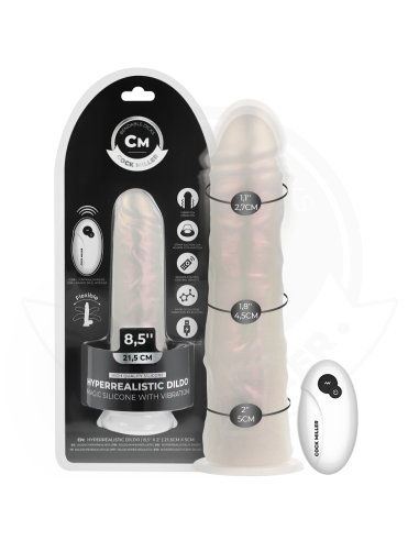 COCK MILLER - DILDO SILICONA 21,5 CM , LUCES Y VIBRACIÓN CON CONTROL REMOTO