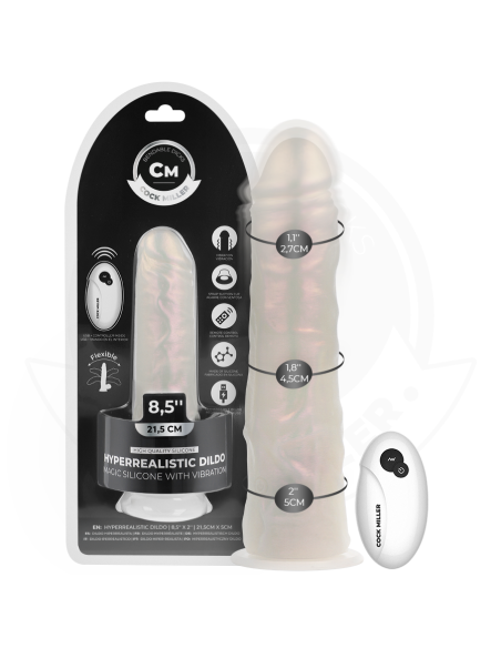 COCK MILLER - DILDO SILICONA 21,5 CM , LUCES Y VIBRACIÓN CON CONTROL REMOTO
