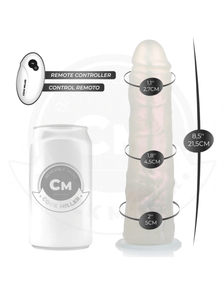 COCK MILLER - DILDO SILICONA 21,5 CM , LUCES Y VIBRACIÓN CON CONTROL REMOTO