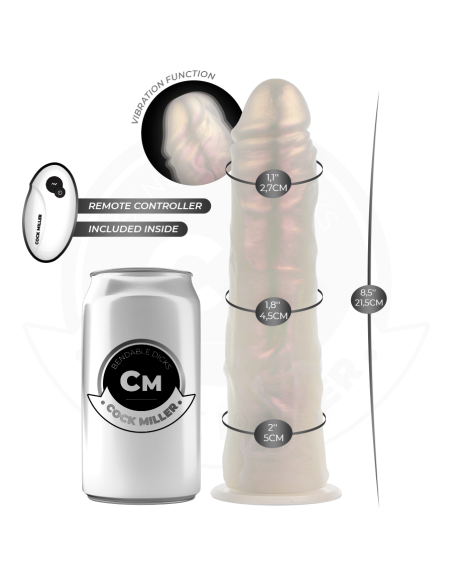 COCK MILLER - DILDO SILICONA 21,5 CM , LUCES Y VIBRACIÓN CON CONTROL REMOTO