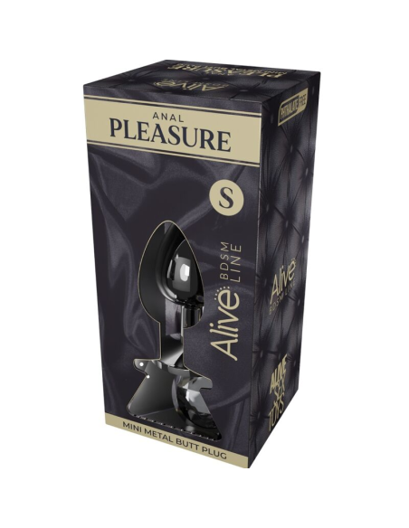 ALIVE - ANAL PLEASURE MINI PLUG METAL NEGRO TALLA S