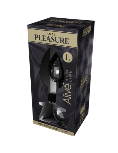 ALIVE - ANAL PLEASURE MINI PLUG METAL NEGRO TALLA L