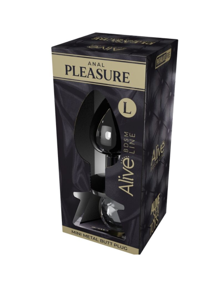 ALIVE - ANAL PLEASURE MINI PLUG METAL NEGRO TALLA L