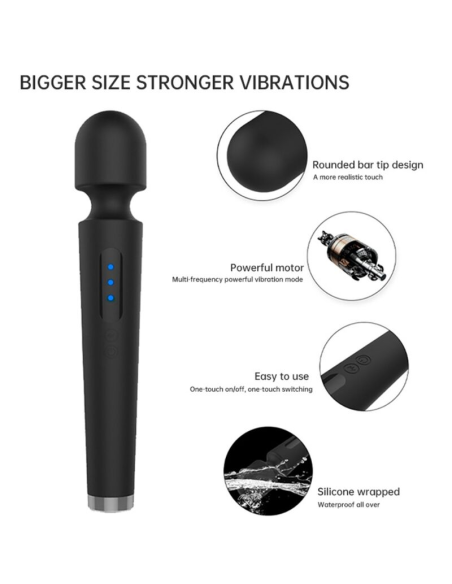 ARMONY - X POWER LARGE MASAJEADOR and VIBRADOR 7 VIBRACIONES NEGRO