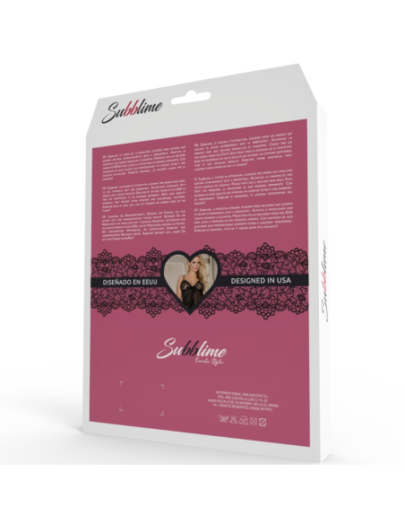 SUBBLIME - BABYDOLL BLANCO ENCAJE FLORAL NEGRO S-M