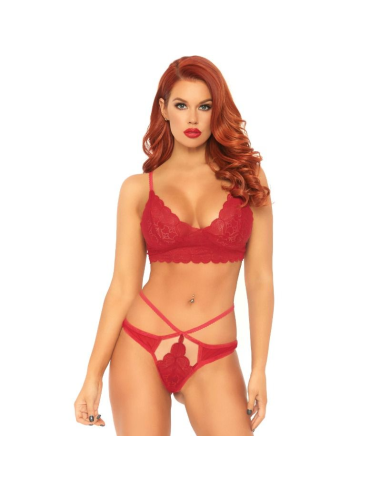 LEG AVENUE - SET 2 PIEZAS CON TANGA DOBLE TIRANTA M-L ROJO