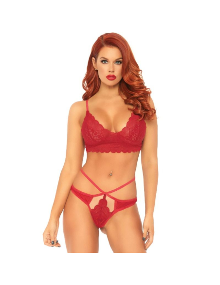 LEG AVENUE - SET 2 PIEZAS CON TANGA DOBLE TIRANTA M-L ROJO