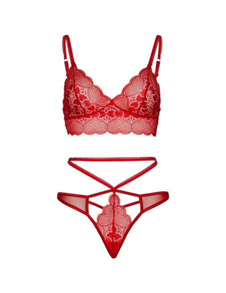 LEG AVENUE - SET 2 PIEZAS CON TANGA DOBLE TIRANTA M-L ROJO