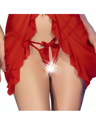 CHILIROSE - CR 4696 BABYDOLL and TANGA CROTCHLESS ROJO S-M