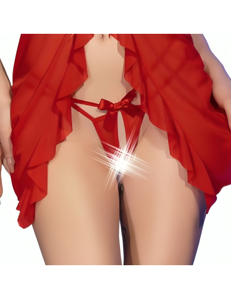CHILIROSE - CR 4696 BABYDOLL and TANGA CROTCHLESS ROJO S-M