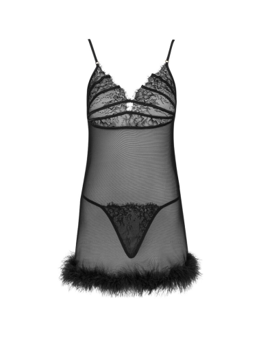 LIVCO CORSETTI FASHION - ZERUNAM SET BABYDOLL TANGA NEGRO S-M