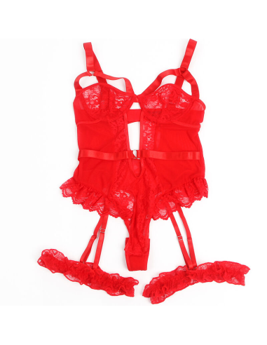 SUBBLIME - TEDDY CON LIGA DETALLE ENCAJE Y TIRAS ROJO S-M