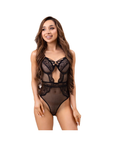 LIVCO CORSETTI FASHION - PAULA LC 20209 BODY CON ADORNOS DE ENCAJE NEGRO S-M