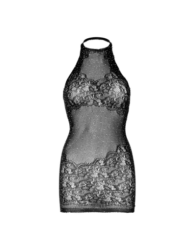 LEG AVENUE - MINI VESTIDO CON PEDRERÍA TALLA ÚNICA - NEGRO