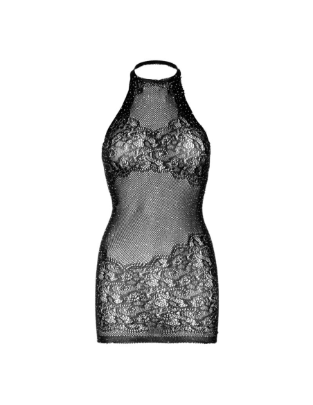 LEG AVENUE - MINI VESTIDO CON PEDRERÍA TALLA ÚNICA - NEGRO