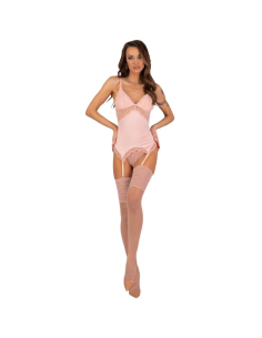 LIVCO CORSETTI FASHION - PERSINNE PEACH SET CORSET PANTY MEDIAS S-M
