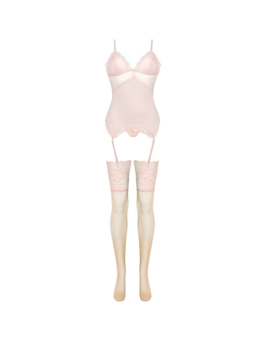 LIVCO CORSETTI FASHION - PERSINNE PEACH SET CORSET PANTY MEDIAS S-M