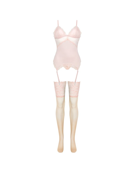 LIVCO CORSETTI FASHION - PERSINNE PEACH SET CORSET PANTY MEDIAS S-M