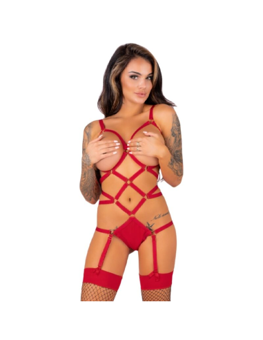 LIVCO CORSETTI FASHION - THIARA LC 20213 SET BODY MEDIAS ROJA S-M