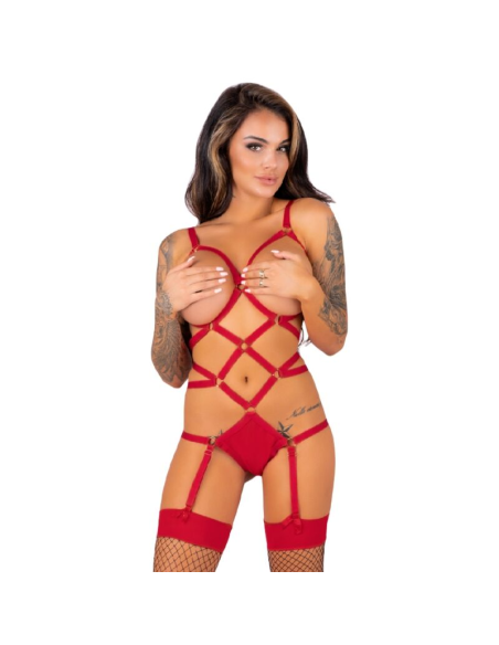 LIVCO CORSETTI FASHION - THIARA LC 20213 SET BODY MEDIAS ROJA S-M