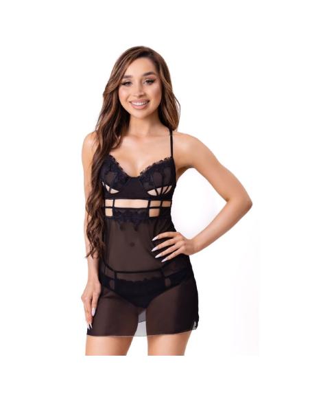 LIVCO CORSETTI FASHION - MAIA 20247 BABYDOLL TANGA NEGRO S-M
