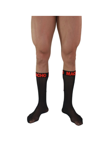 MACHO - CALCETINES FINOS NEGRO-ROJO TALLA ÚNICA
