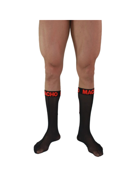 MACHO - CALCETINES FINOS NEGRO-ROJO TALLA ÚNICA