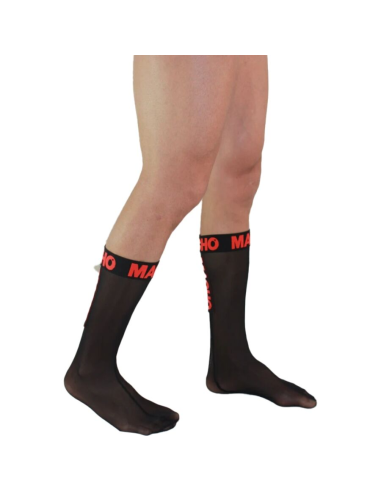 MACHO - CALCETINES FINOS NEGRO-ROJO TALLA ÚNICA