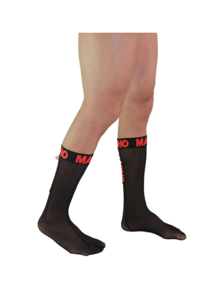 MACHO - CALCETINES FINOS NEGRO-ROJO TALLA ÚNICA