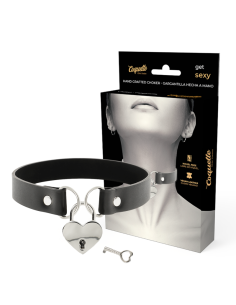 COQUETTE CHIC DESIRE - COLLAR CUERO VEGANO ACCESORIO CORAZÓN CON LLAVE