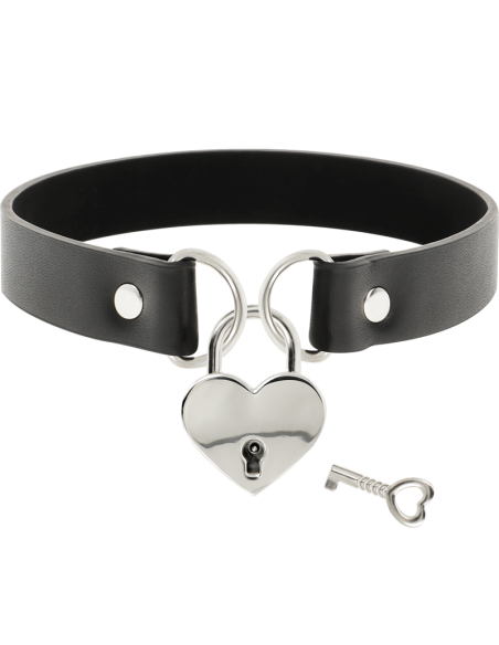 COQUETTE CHIC DESIRE - COLLAR CUERO VEGANO ACCESORIO CORAZÓN CON LLAVE