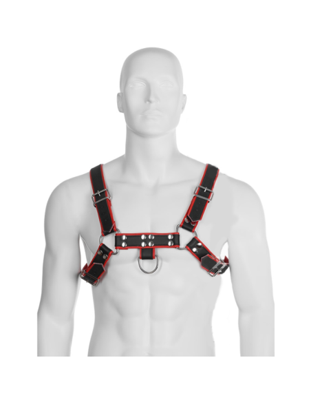 LEATHER BODY - CHAIN HARNESS III BLACK - RED