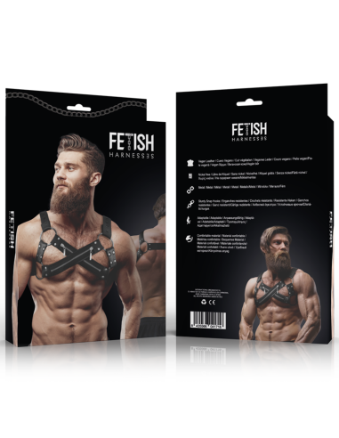 FETISH SUBMISSIVE ATTITUDE - ARNÉS BULLDOG AJUSTABLE NEOPRENO PECHO CRUZADO CON CREMALLERAS HOMBRE