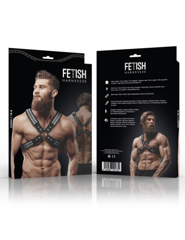 FETISH SUBMISSIVE ATTITUDE - ARNÉS ECOPIEL PECHO CRUZADO CON REMACHES HOMBRE