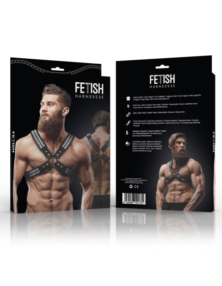 FETISH SUBMISSIVE ATTITUDE - ARNÉS ECOPIEL PECHO CRUZADO CON REMACHES HOMBRE