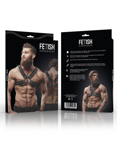 FETISH SUBMISSIVE ATTITUDE - ARNÉS ECOPIEL PECHO CRUZADO CON TACHUELAS HOMBRE