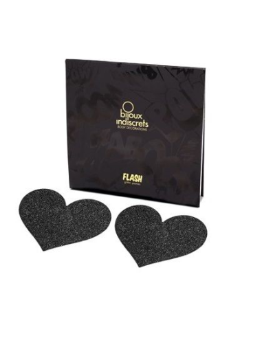 BIJOUX - INDISCRETS PEZONERAS FLASH CORAZÓN NEGRO