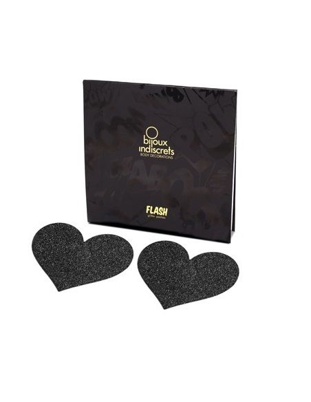 BIJOUX - INDISCRETS PEZONERAS FLASH CORAZÓN NEGRO