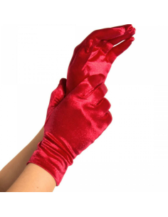 LEG AVENUE - GUANTES SATIN ROJO