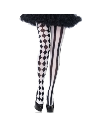 LEG AVENUE - MEDIAS ARLEQUIN NEGRO-BLANCO
