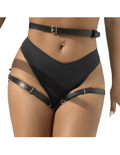 SUBBLIME - ARNÉS CINTURA Y PIERNAS CUERO NEGRO TALLA ÚNICA
