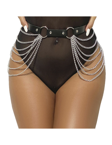 SUBBLIME - CINTURÓN DE CADENAS CUERO NEGRO TALLA ÚNICA