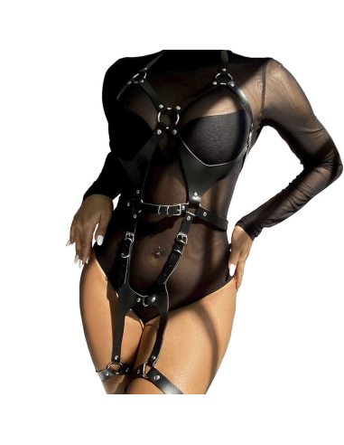SUBBLIME - ARNÉS CUERPO ENTERO CON HEBILLAS CUERO NEGRO TALLA ÚNICA