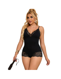 SUBBLIME - TEDDY DETALLE ENCAJE FLORAL NEGRO S-M