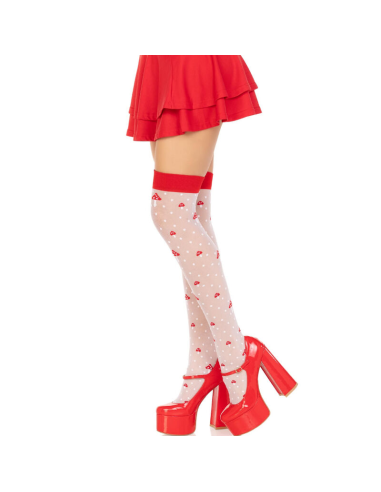 LEG AVENUE - CALCETINES ALTOS CHAMPIÑONES ROJO-BLANCO