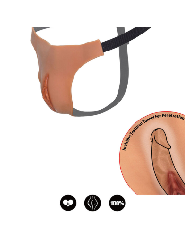 HIDDEN DESIRE - ALTER EGO TANGA VAGINA ABIERTA AJUSTABLE NATURAL